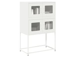 Buffet haut - bahut - meuble de rangement blanc 68x39x107 cm acier