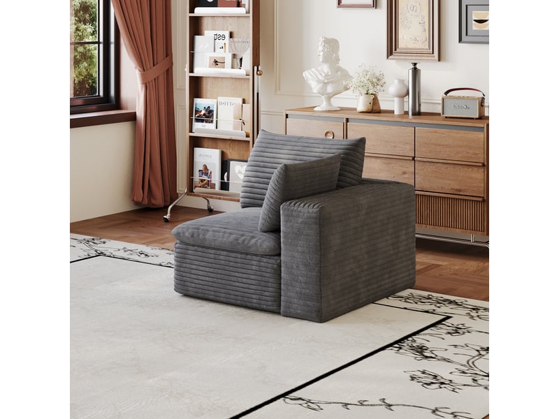  Canapé modulable en mousse sans cadre tissu en coton doux gris foncé  - Conforama D