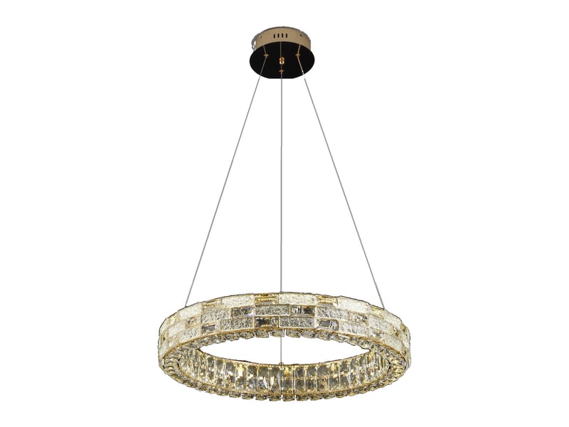  Lustre anneau en cristal e – led 91 w intégrée, éclairage 3 couleurs ASLED-671 - Conforama A