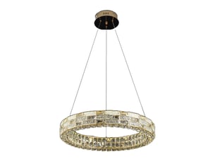 Lustre anneau en cristal e – led 91 w intégrée, éclairage 3 couleurs