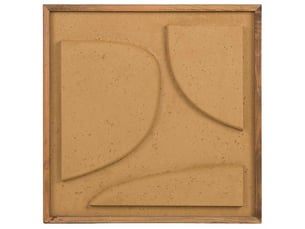 Tableau artisanal en bois recyclé relief jaune 62x4x62 cm h