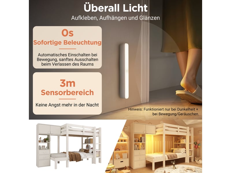  Lit superposé 90x200 cm avec armoire et tiroirs, veilleuse led, lit superposé avec rangements, bois massif blanc  - Conforama R