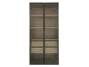 Lot de 2 meubles salle de bain 73 cm avec éclairage led, 2 tiroirs, 2 portes et porte vitrée moderne