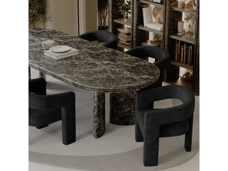  Fauteuil de salle à manger en velours noir mila MILAVLNO - Conforama B