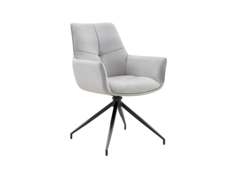  Lot de 2 chaises pivotantes 360° gris clair tissu, pieds métal noirs - confort respirant, moderne salle à mangersalon  - Conforama A