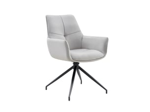 Lot de 2 chaises pivotantes 360° gris clair tissu, pieds métal noirs - confort respirant, moderne salle à mangersalon