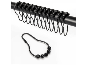 Lot de 12 crochets de rideau de douche coulissants en acier inoxydable pour tringle à rideau de douche de salle de bain (noir
