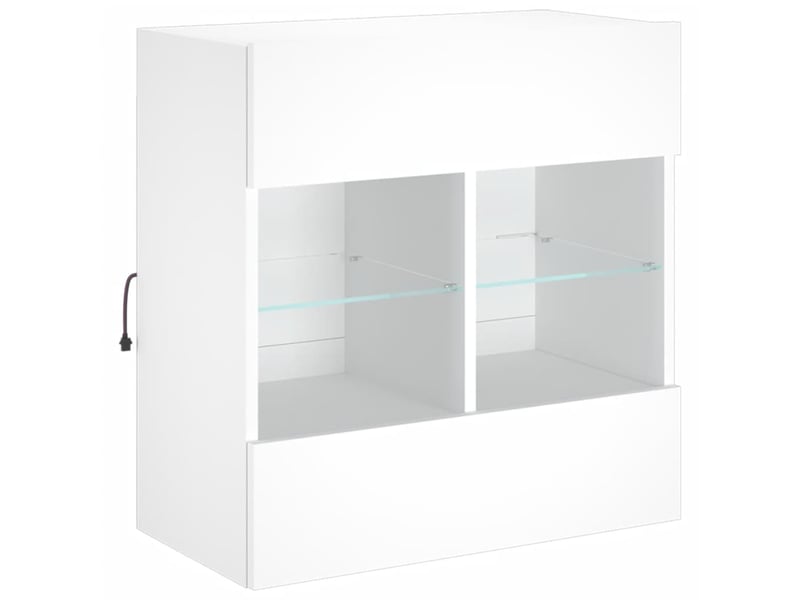  Meuble tv - banc tv - meuble de rangement mural avec lumières led blanc 58,5x30x60,5 cm  - Conforama E