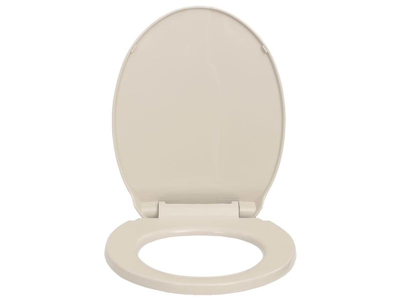  Abattant et couvercle de wc ovale à fermeture amortie couleur abricot  - Conforama D