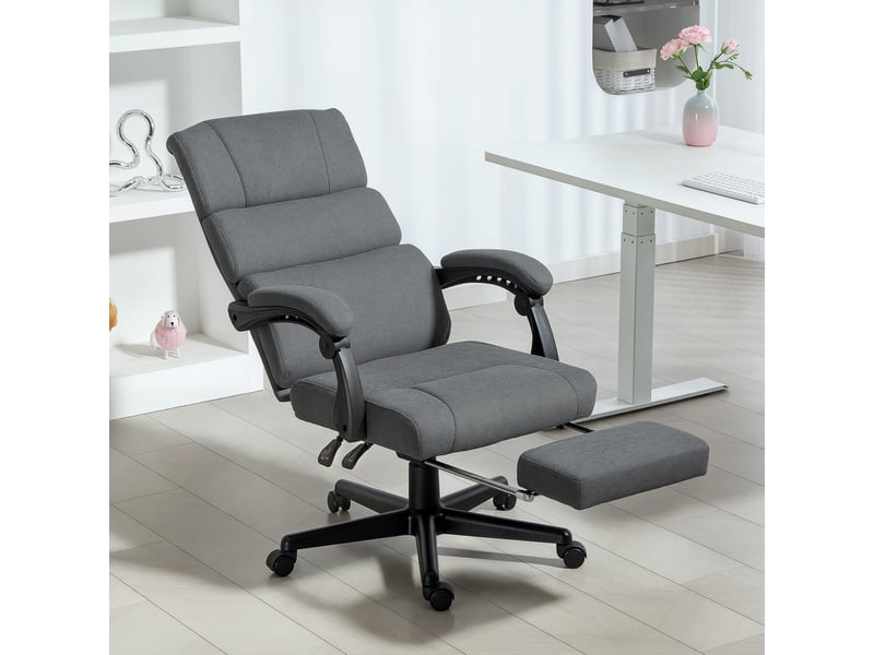  Fauteuil de bureau rembourré aspect velours, réglable en hauteur, sur roulettes, gris  - Conforama C
