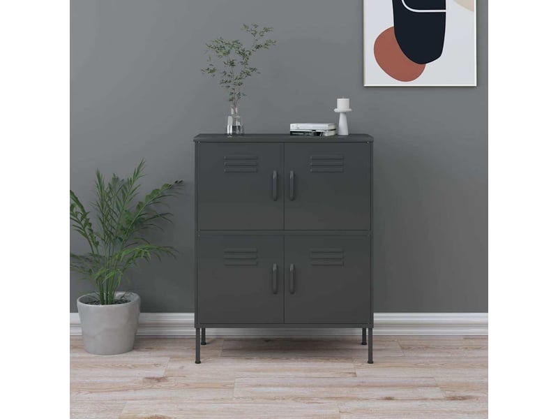  Armoire de rangement, rangement bureau anthracite 80x35x101,5 cm acier shl7425  - Conforama B