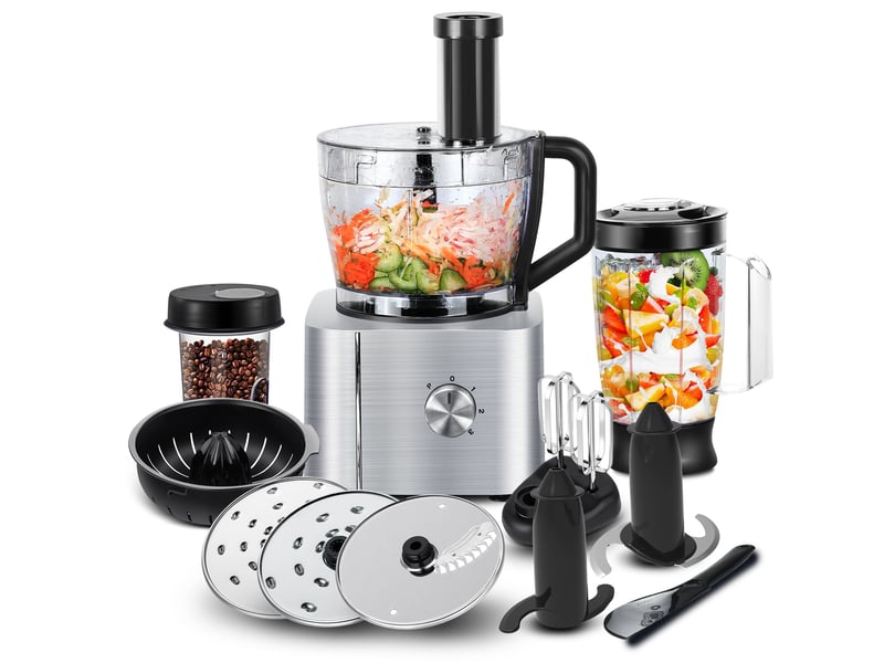 Robot de cuisine multifonction 1100 w avec bol de 3,2 litres, hachoir, pétrin, coupe-légumes et fonction pulse - Conforama A