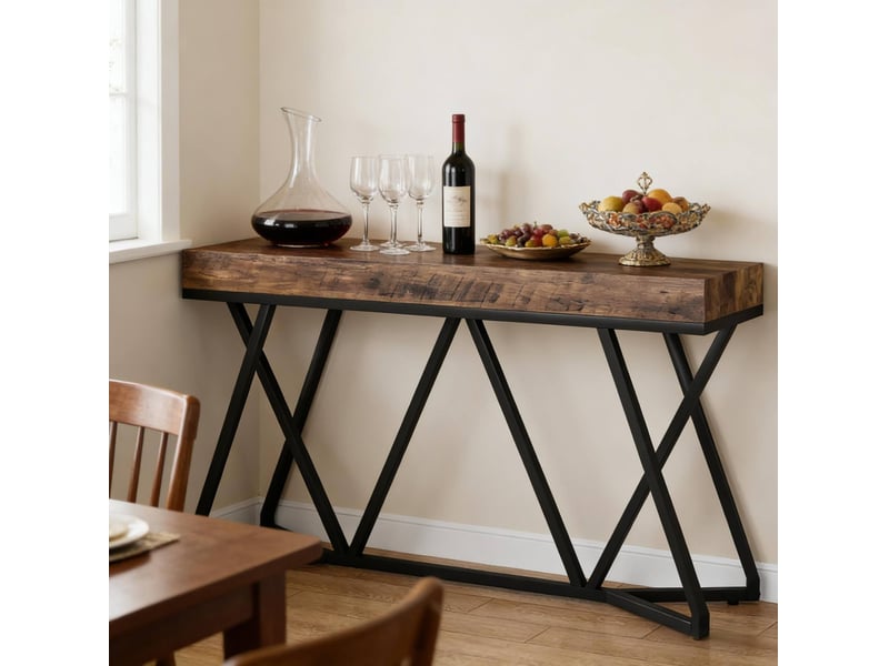 Table basse industrielle 140 cm effet bois et métal evryae - Conforama C