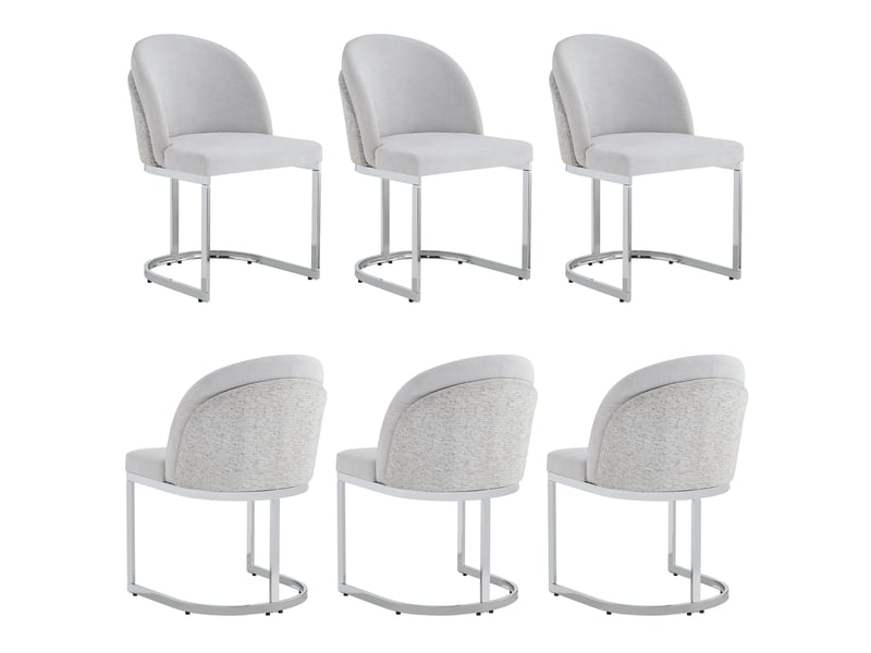  Lot de 6 chaises de salle à manger,59x52x85 cm,chenille,gris clair argenté  - Conforama A