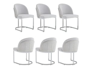 Lot de 6 chaises de salle à manger,59x52x85 cm,chenille,gris clair argenté