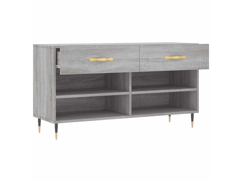  Banc à chaussures, meuble à chaussures sonoma gris 102x35x55 cm bois d'ingénierie shl2620  - Conforama E