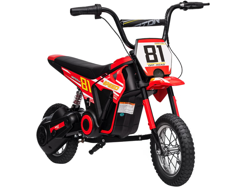  Moto électrique 24 v pour enfants, moteur 250 w, vitesse de 6 à 16 kmh, roues de 12 pouces, rouge. Convient aux enfants de 8 à 12 ans.  - Conforama A