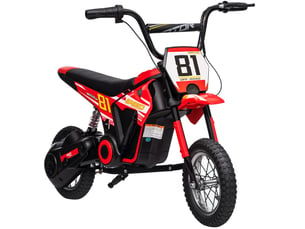 Moto électrique 24 v pour enfants, moteur 250 w, vitesse de 6 à 16 kmh, roues de 12 pouces, rouge. Convient aux enfants de 8 à 12 ans.