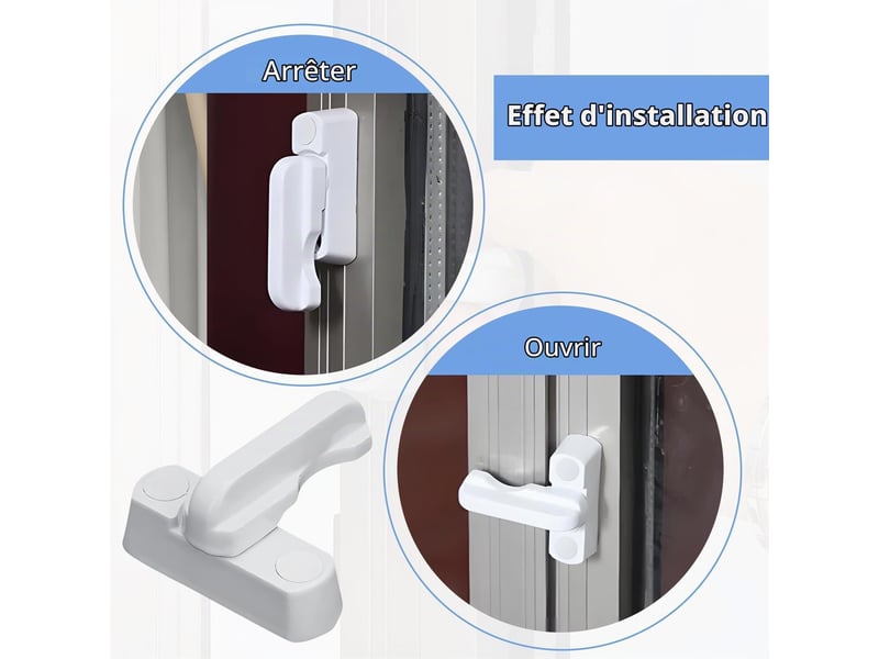  Serrures de sécurité pour fenêtres et portes en pvc, pack de 4  - Conforama D
