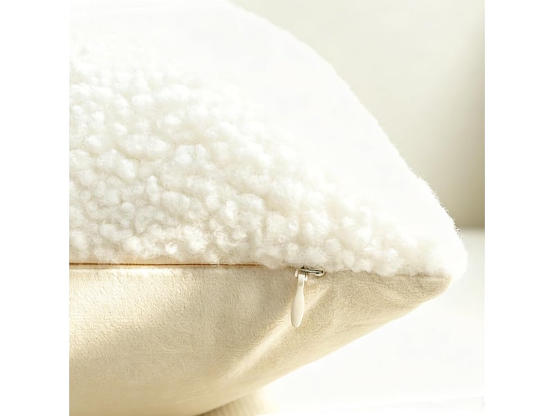  Lot de 2 housses de coussin noël 45 x 45 cm, blanc doux avec motif nœud cadeau, décoration canapé salon, blanc  - Conforama E