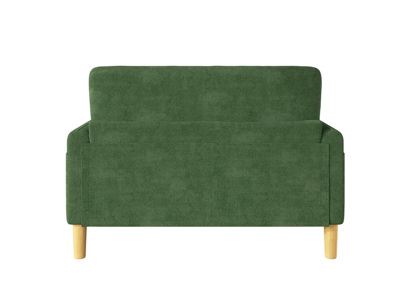 Canapé 2 places, canapé de salon, en tissu chenille, vert, coussins épais, adapté à l'espace de vie, design moderne - Conforama B