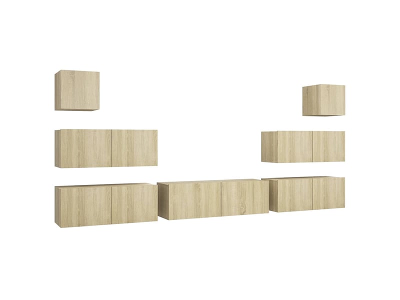  Ensemble de meuble tv - banc tv - meuble de rangement 7 pcs chêne sonoma bois d'ingénierie  - Conforama A