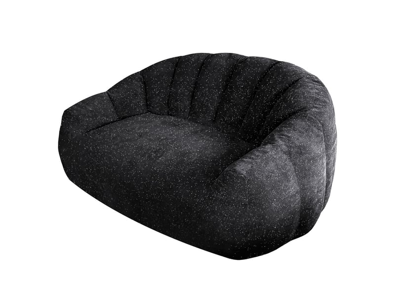  Fauteuil poire géant patte d'ours - 140x98x61cm - canapé pouf rembourré avec accoudoirs tissu flanelle doux - noir  - Conforama A