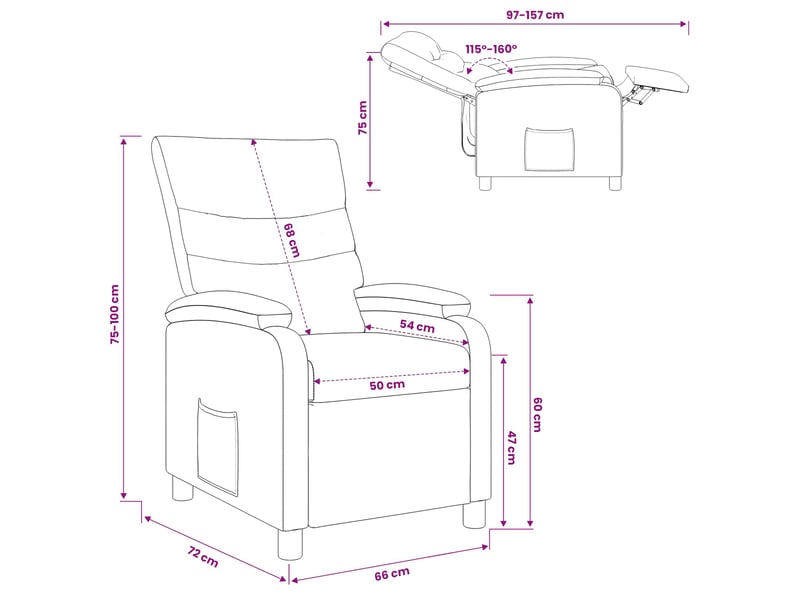  Vidaxl fauteuil inclinable bordeaux simili cuir  - Conforama C