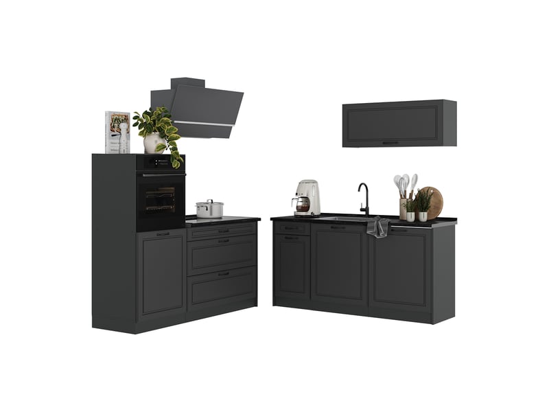  Vicco cuisine, anthracite campagneanthracite, 160cm plan de travail marbre  - Conforama E