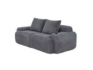 Canapé modulaire 2 places en velours côtelé gris foncé avec porte-gobelet et poche latérale