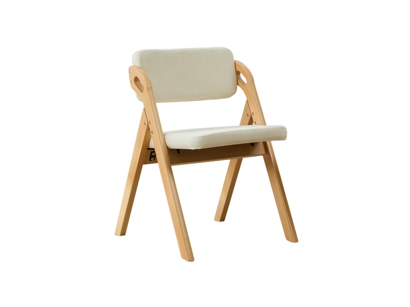 Chaises de salle à manger pliantes lot de 2 avec assise rembourrée et dossier épais en bois et lin beige - Conforama A