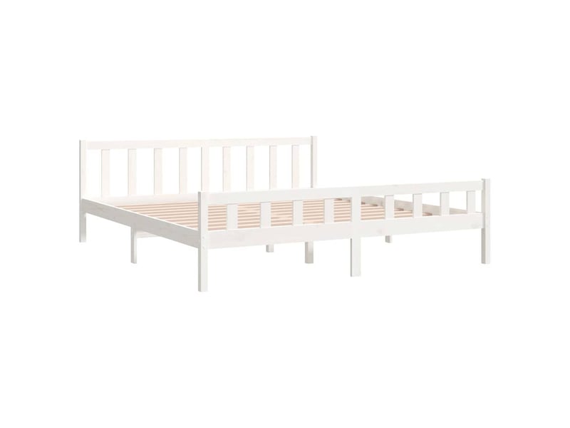  Lit double- lit adulte -  cadre de lit sans matelas blanc bois massif 160x200 cm  - Conforama C