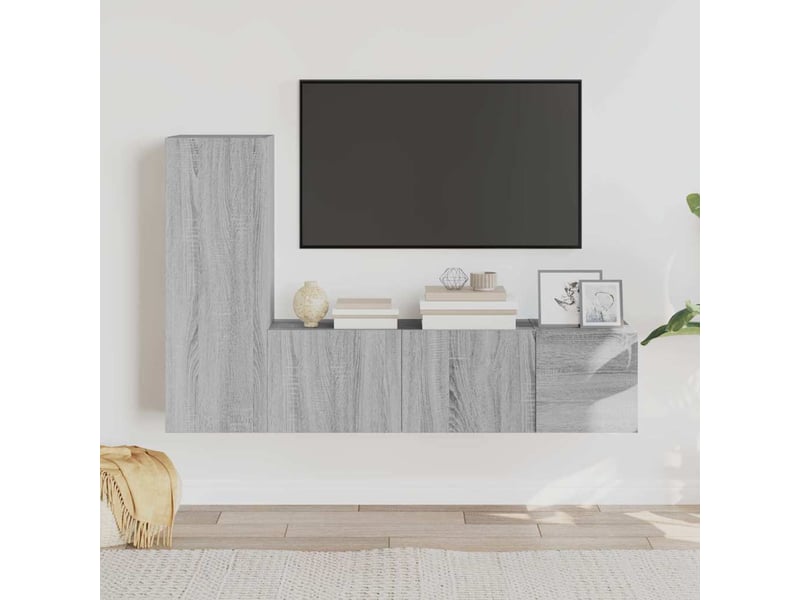  Ensemble de meubles tv 3 pcs sonoma gris bois d'ingénierie shl56895  - Conforama B