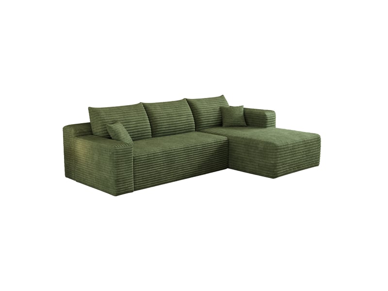  Canapé d'angle en l 241x151x58 cm,design nuage, prêt à l'emploi sans montage, velours côtelé, vert ABC - Conforama A