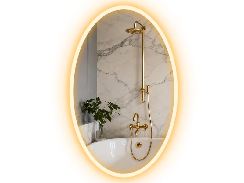  Miroir de salle de bain led ovale sans cadre anti-buée en verre trempé 50x4x80 cm  - Conforama A
