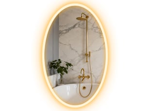 Miroir de salle de bain led ovale sans cadre anti-buée en verre trempé 50x4x80 cm