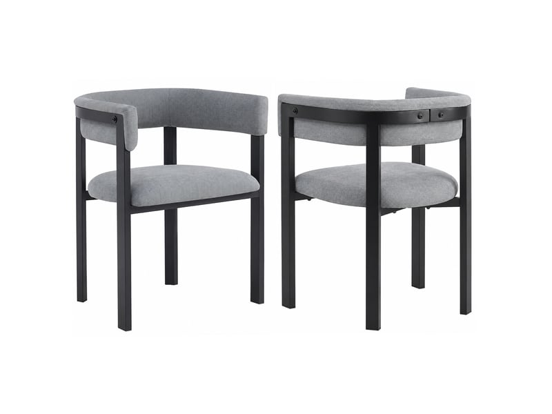  Lot de 6 chaises de salle à manger 61x50x76 cm – gris – dossier enveloppant en chenille  - Conforama D