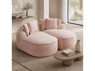 Canapé modulable 2 places 184 x 164 x 67 cm, sans montage, convertible couchage, revêtement en chenille, coloris rose