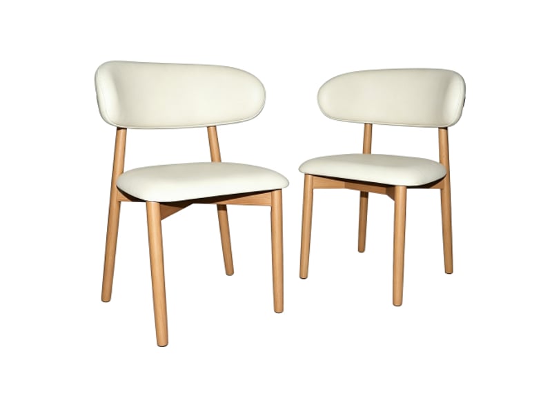  Chaise de salle à manger en bois massif dossier ergonomique pieds bois antidérapants couleur bois naturel lot de 2  - Conforama A