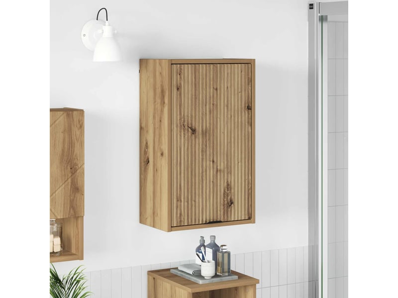 Cabinet de salle de bain, meuble de rangement chêne artisanal 39x23.5x65 cm - Conforama B