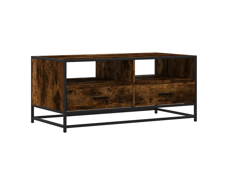  Table basse rectangulaire | table de salon chêne fumé 100x50x45 cm bois d'ingénierie et métal  - Conforama A
