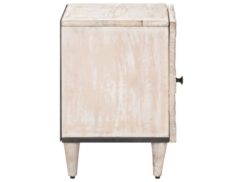  Table de chevet - cabinet de chevet - table de nuit blanc 40 x 33,5 x 46 cm bois de mangue massif  - Conforama C