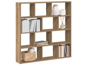 Étagère cube murale 12 compartiments chêne artisanal cf41336