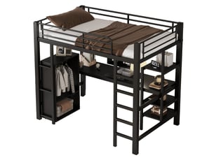 Lit mezzanine 90x200 cm <strong>STILVORA</strong> <strong></strong> coloris noir