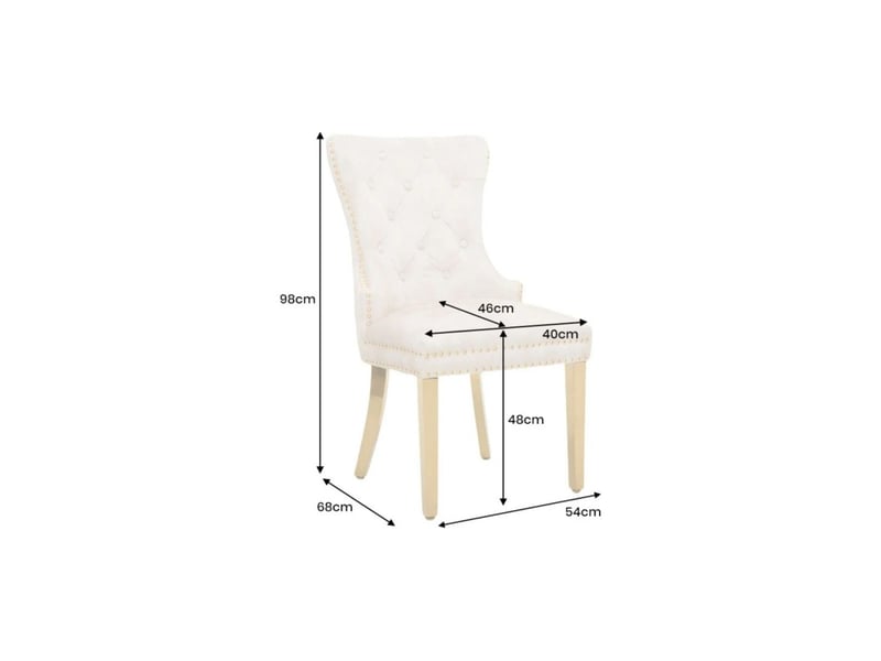 Lot de 2 chaises chesterfield regina beige en velours capitonné – dos matelassé, tête de lion et pieds dorés - Conforama C