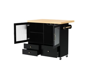 Desserte de cuisine mobile 100 x 42-70 x 91,5 cm noire et naturelle en mdf, plan de travail extensible