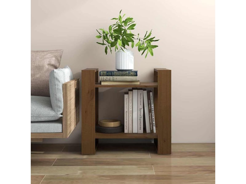  Bibliothèque, étagère de rangement marron miel 60x35x57 cm bois massif  - Conforama B