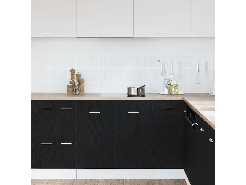 Meuble bas d'évier chêne noir 80x46x81,5cm bois ingénieré  - Conforama C