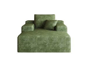 Méridienne avec assise profonde et mousse haute élasticité, en tissu côtelé vert