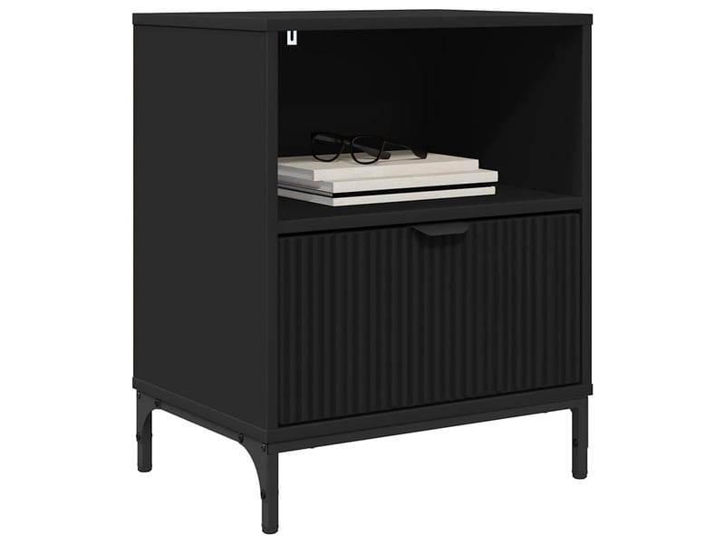  Tables de chevet 2 pièces noir 49 x 36 x 61 cm bois d'ingénierie  - Conforama C